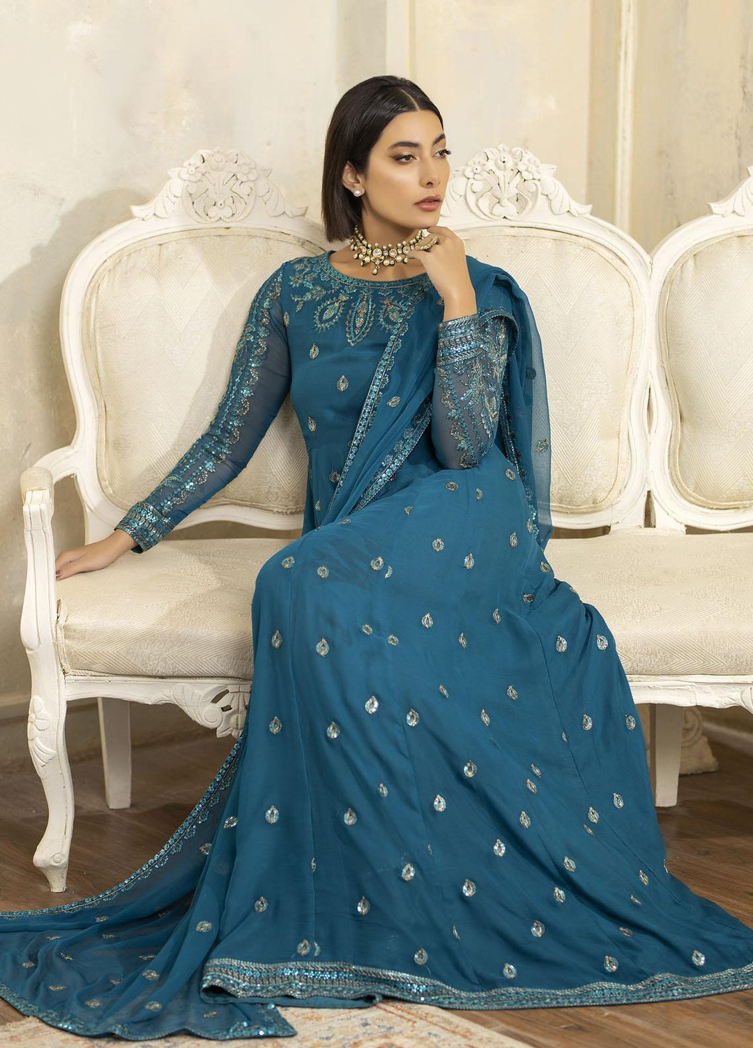 Mohagni Pret Embroidered Chiffon 3 Piece Suit MGL-12 ELNAZ