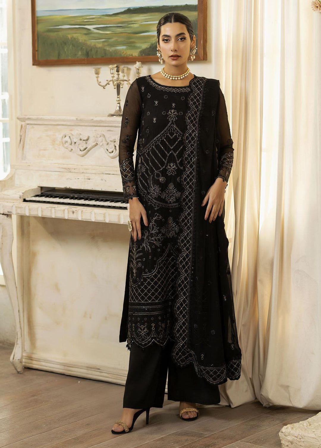 Janan By Mohagni Embroidered Chiffon Suits Unstitched 3 Piece MGL-13 Ayzel - Festive Collection