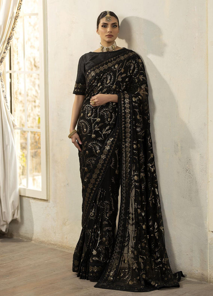 Janan By Mohagni Embroidered Raw Silk  Unstitched Saree MGL-14 Laila - Festive Collection