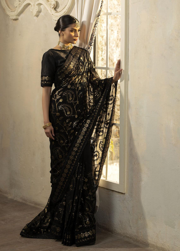 Janan By Mohagni Embroidered Raw Silk  Unstitched Saree MGL-14 Laila - Festive Collection