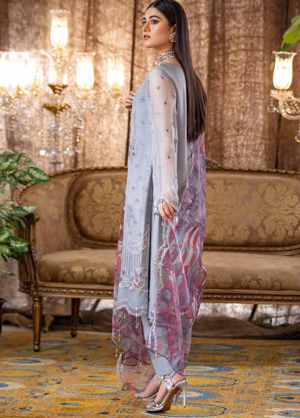 Jannan by Riaz Arts Embroidered Chiffon Suits Unstitched 3 Piece RA21J JF-05 - Luxury Collection
