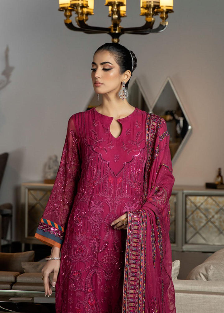 Jannan By Riaz Arts Embroidered Chiffon Suits Unstitched 3 Piece RA23WD JL-33 - Wedding Collection