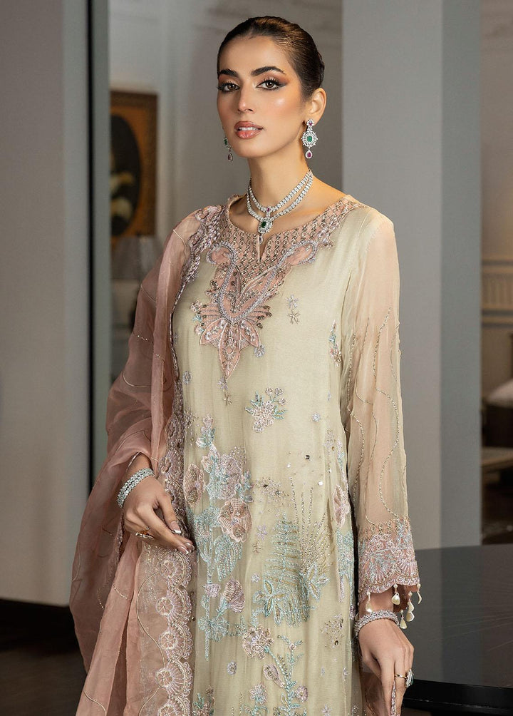 Jannan By Riaz Arts Embroidered Chiffon Suits Unstitched 3 Piece RA23WD JL-36 - Wedding Collection