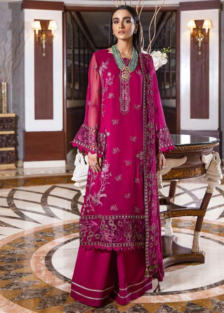 Jannan By Riaz Arts Embroidered Chiffon Suits Unstitched 3 Piece RA22JL JL-09 - Luxury Collection