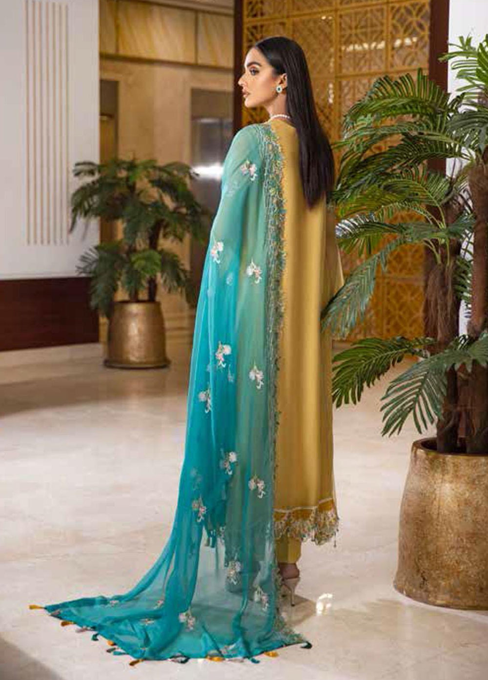 Jannan By Riaz Arts Embroidered Chiffon Suits Unstitched 3 Piece RA22JL JL-12 - Luxury Collection