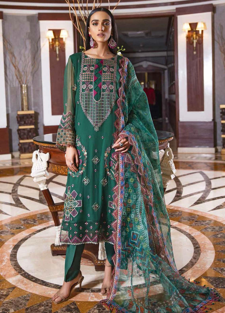 Jannan By Riaz Arts Embroidered Chiffon Suits Unstitched 3 Piece RA22JL JL-13 - Luxury Collection