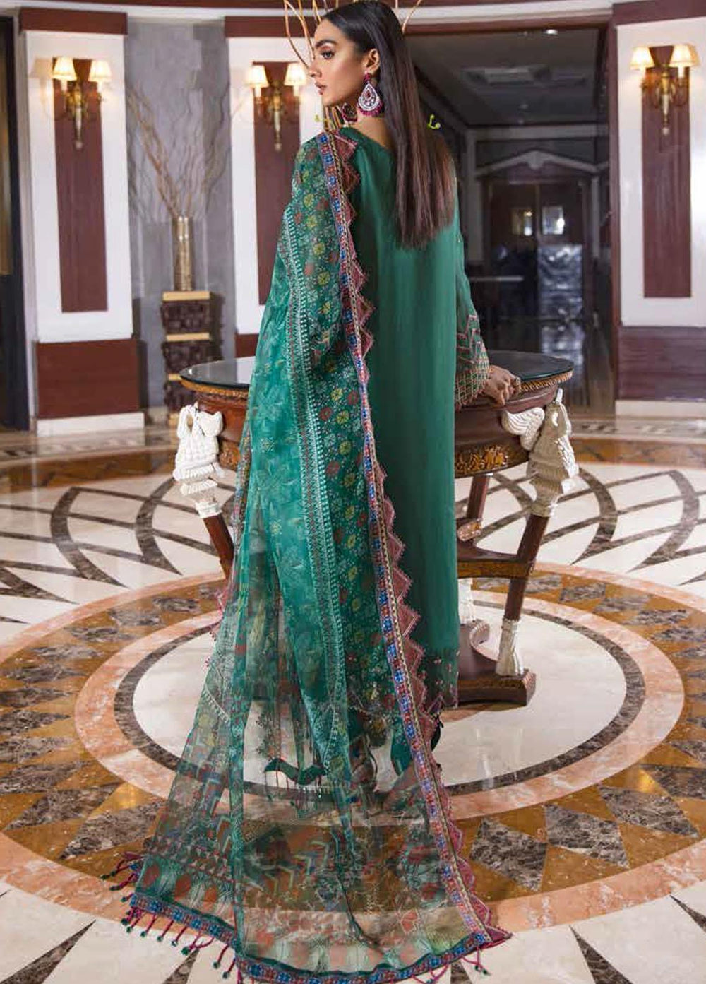 Jannan By Riaz Arts Embroidered Chiffon Suits Unstitched 3 Piece RA22JL JL-13 - Luxury Collection