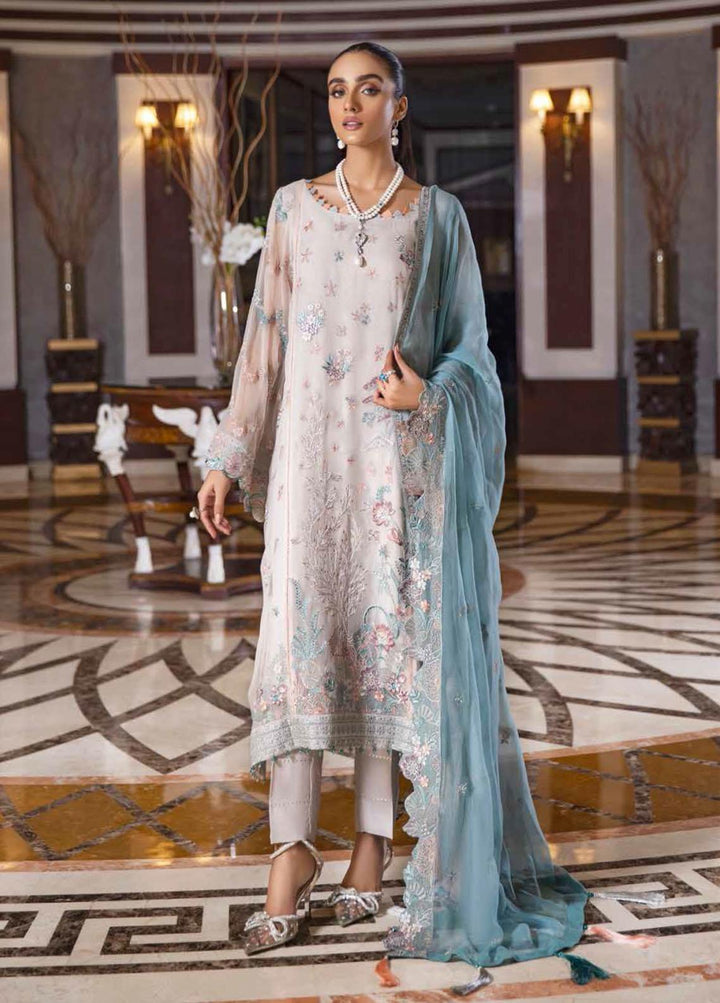 Jannan By Riaz Arts Embroidered Chiffon Suits Unstitched 3 Piece RA22JL JL-14 - Luxury Collection