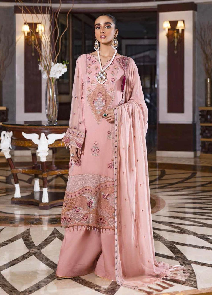 Jannan By Riaz Arts Embroidered Chiffon Suits Unstitched 3 Piece RA22JL JL-15 - Luxury Collection