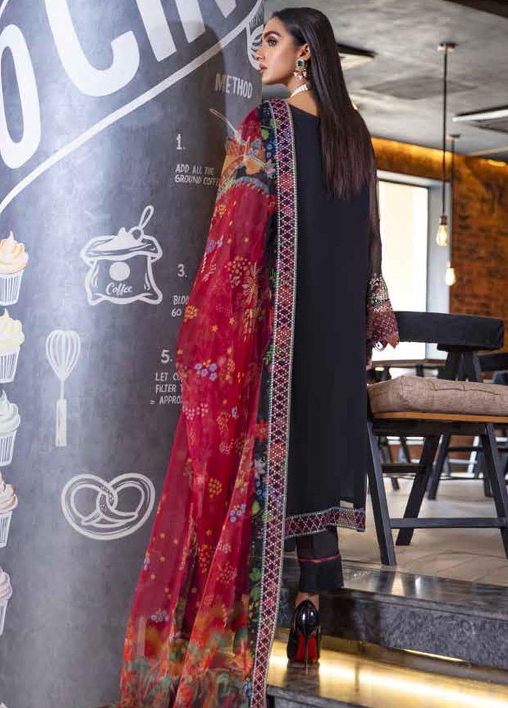 Jannan By Riaz Arts Embroidered Chiffon Suits Unstitched 3 Piece RA22JL JL-16 - Luxury Collection