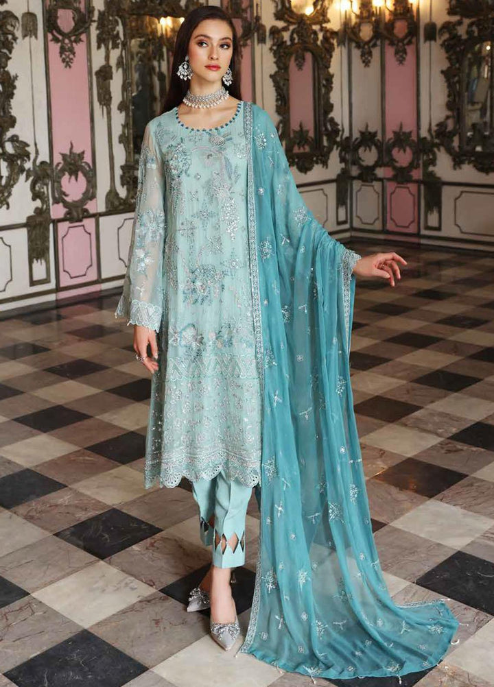 Jannan By Riaz Arts Embroidered Chiffon Suits Unstitched 3 Piece RA22WD JL-18 - Wedding Collection