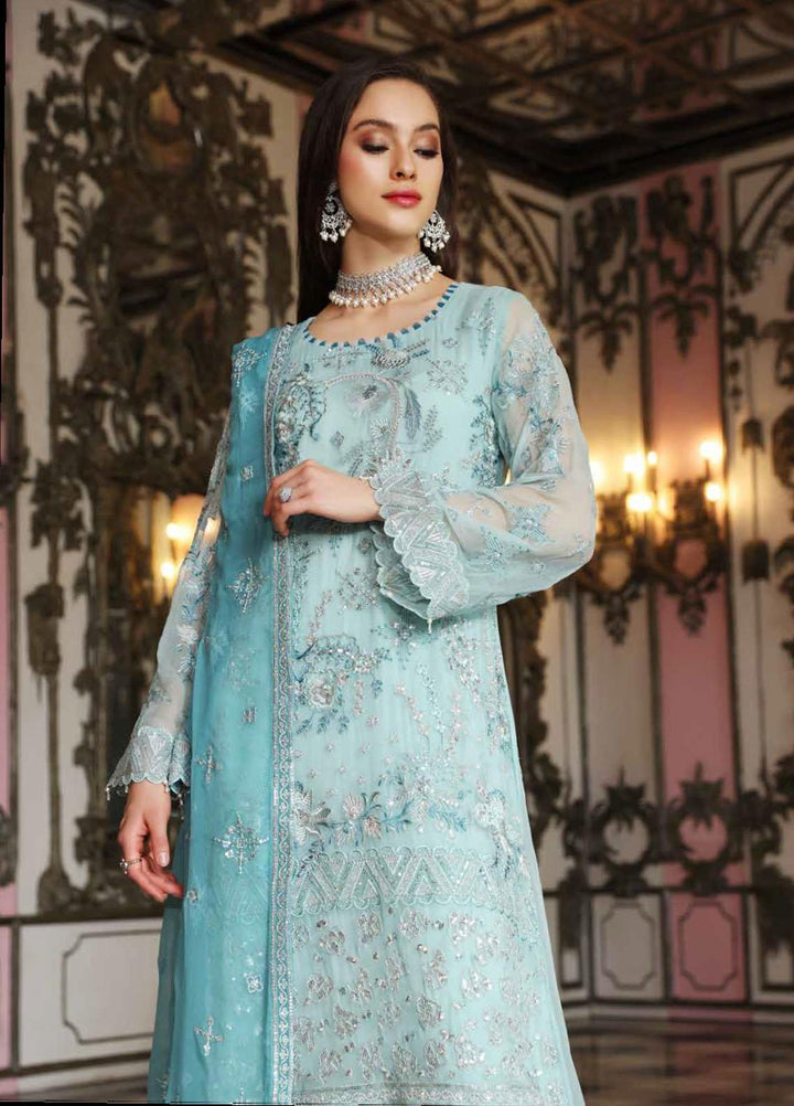Jannan By Riaz Arts Embroidered Chiffon Suits Unstitched 3 Piece RA22WD JL-18 - Wedding Collection