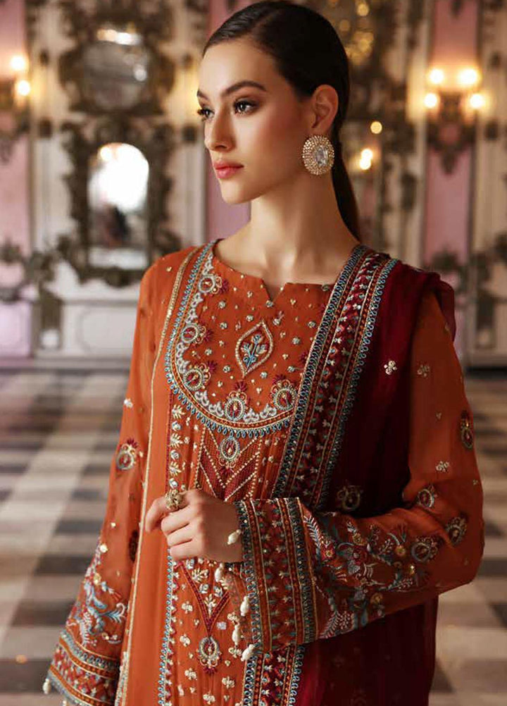 Jannan By Riaz Arts Embroidered Chiffon Suits Unstitched 3 Piece RA22WD JL-19 - Wedding Collection