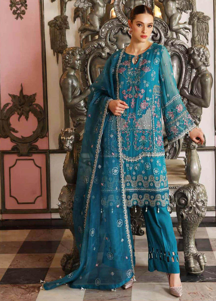 Jannan By Riaz Arts Embroidered Chiffon Suits Unstitched 3 Piece RA22WD JL-22 - Wedding Collection