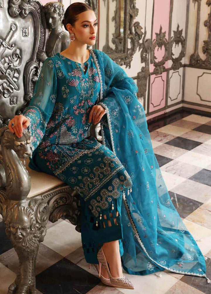 Jannan By Riaz Arts Embroidered Chiffon Suits Unstitched 3 Piece RA22WD JL-22 - Wedding Collection