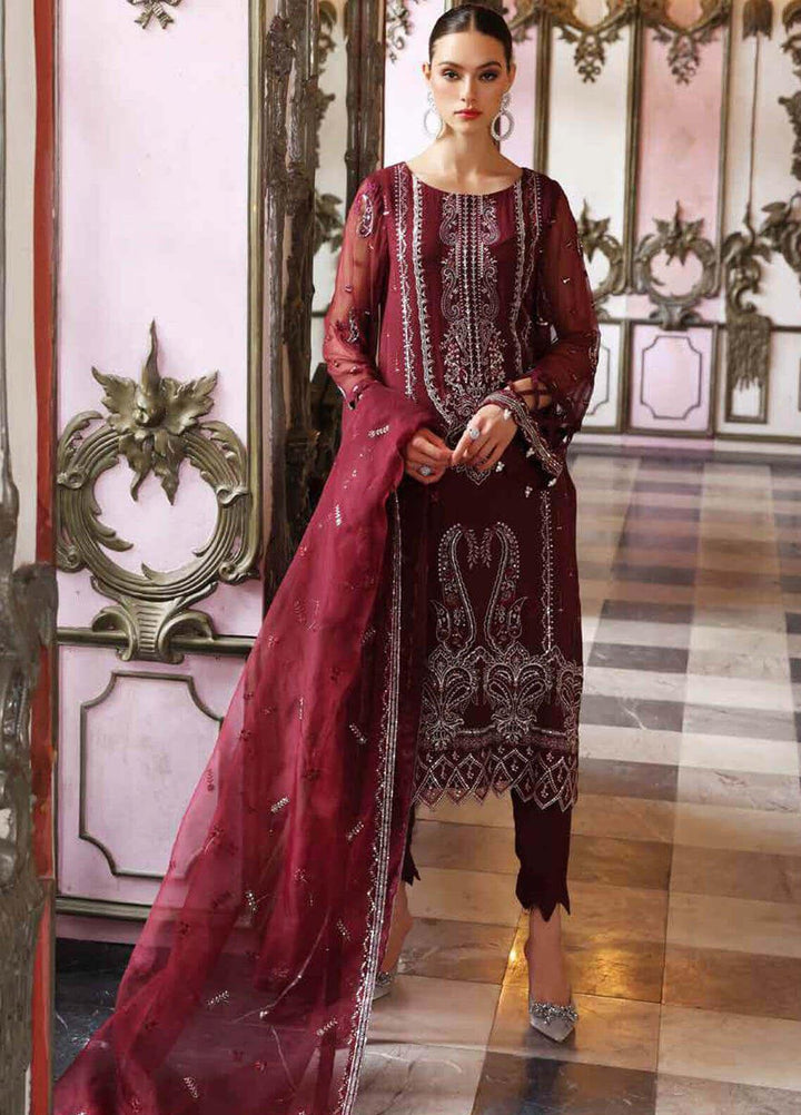Jannan By Riaz Arts Embroidered Chiffon Suits Unstitched 3 Piece RA22WD JL-24 - Wedding Collection