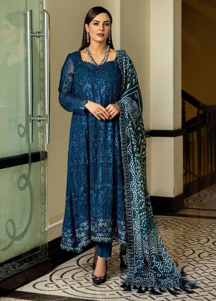 Jannan by Riaz Arts Embroidered Chiffon Suits Unstitched 3 Piece RA22J JL-01 - Luxury Collection