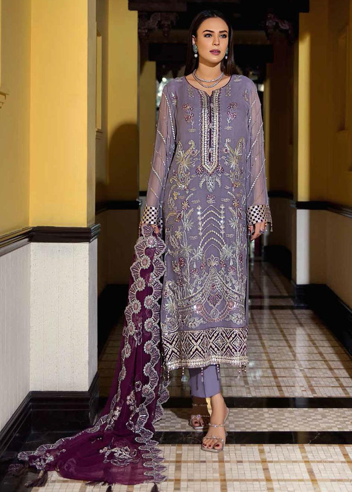 Jannan by Riaz Arts Embroidered Chiffon Suits Unstitched 3 Piece RA22J JL-06 - Luxury Collection