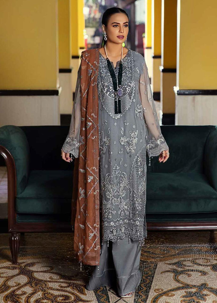 Jannan by Riaz Arts Embroidered Chiffon Suits Unstitched 3 Piece RA22J JL-07 - Luxury Collection