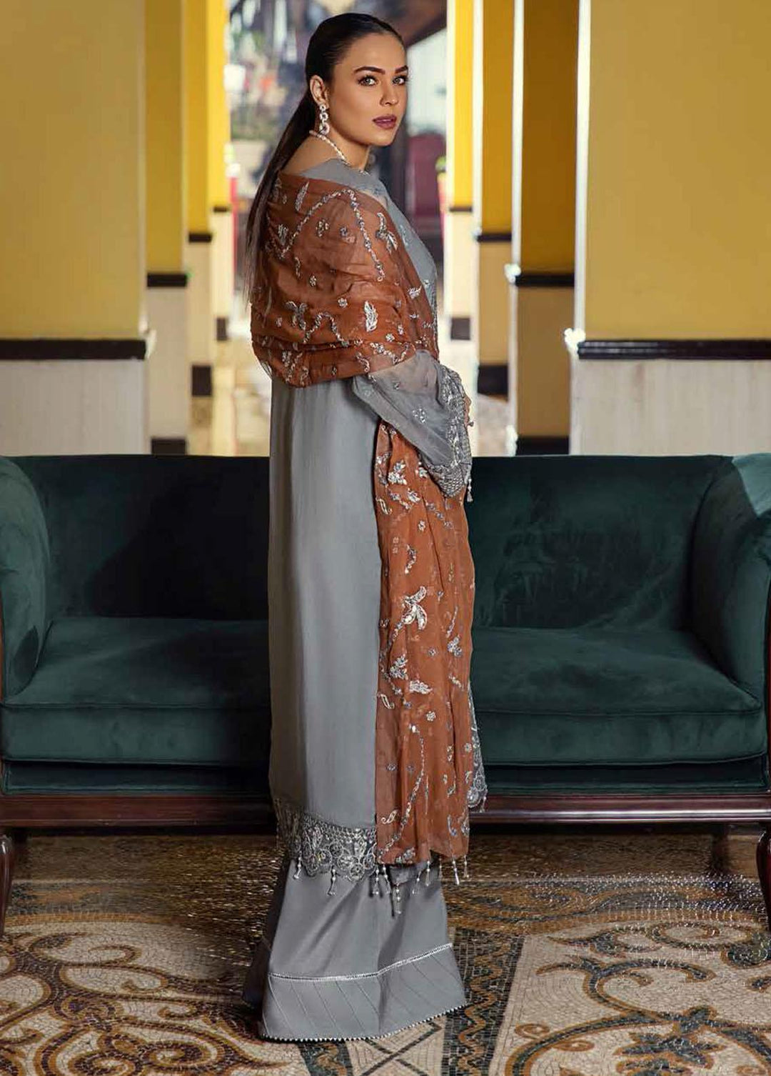 Jannan by Riaz Arts Embroidered Chiffon Suits Unstitched 3 Piece RA22J JL-07 - Luxury Collection