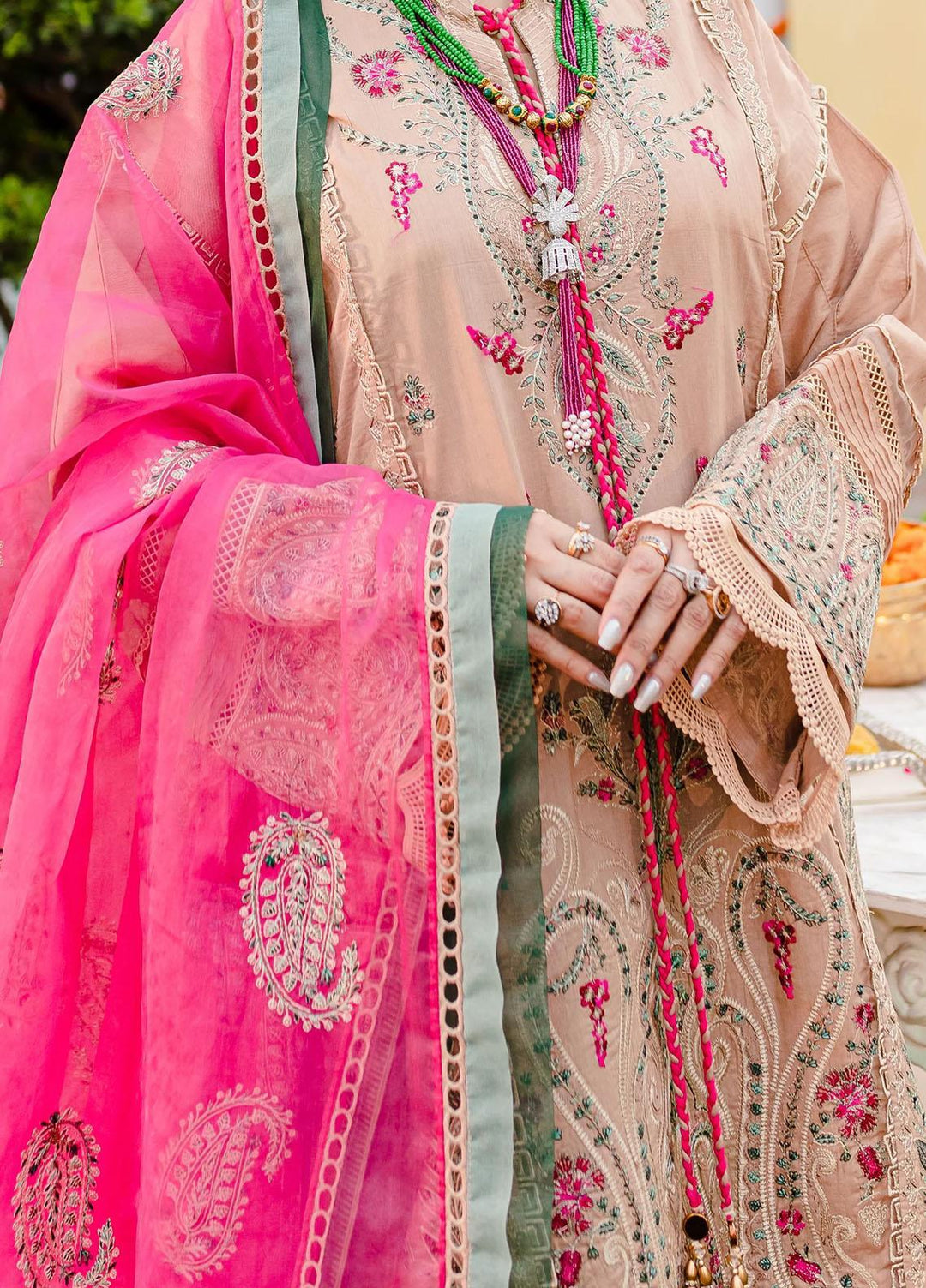 Jashn-e-Eid By Maryum N Maria Embroidered Lawn Suits Unstitched 3 Piece MNM23JE MLFD128 Honey Love - Festive Collection
