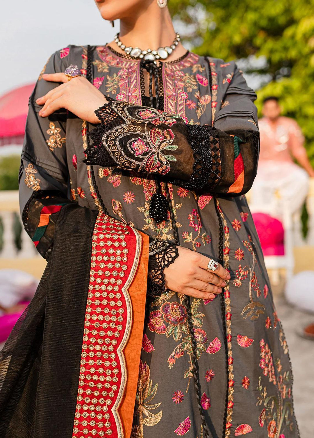 Jashn-e-Eid By Maryum N Maria Embroidered Lawn Suits Unstitched 3 Piece MNM23JE MLFD129 Chilli - Festive Collection
