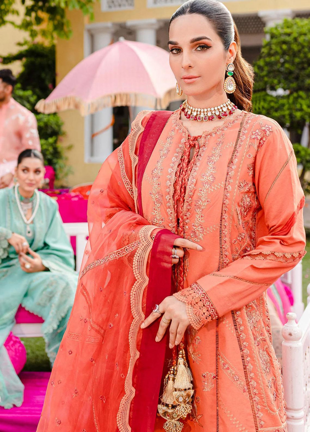 Jashn-e-Eid By Maryum N Maria Embroidered Lawn Suits Unstitched 3 Piece MNM23JE MLFD143 Ruby Woo - Festive Collection