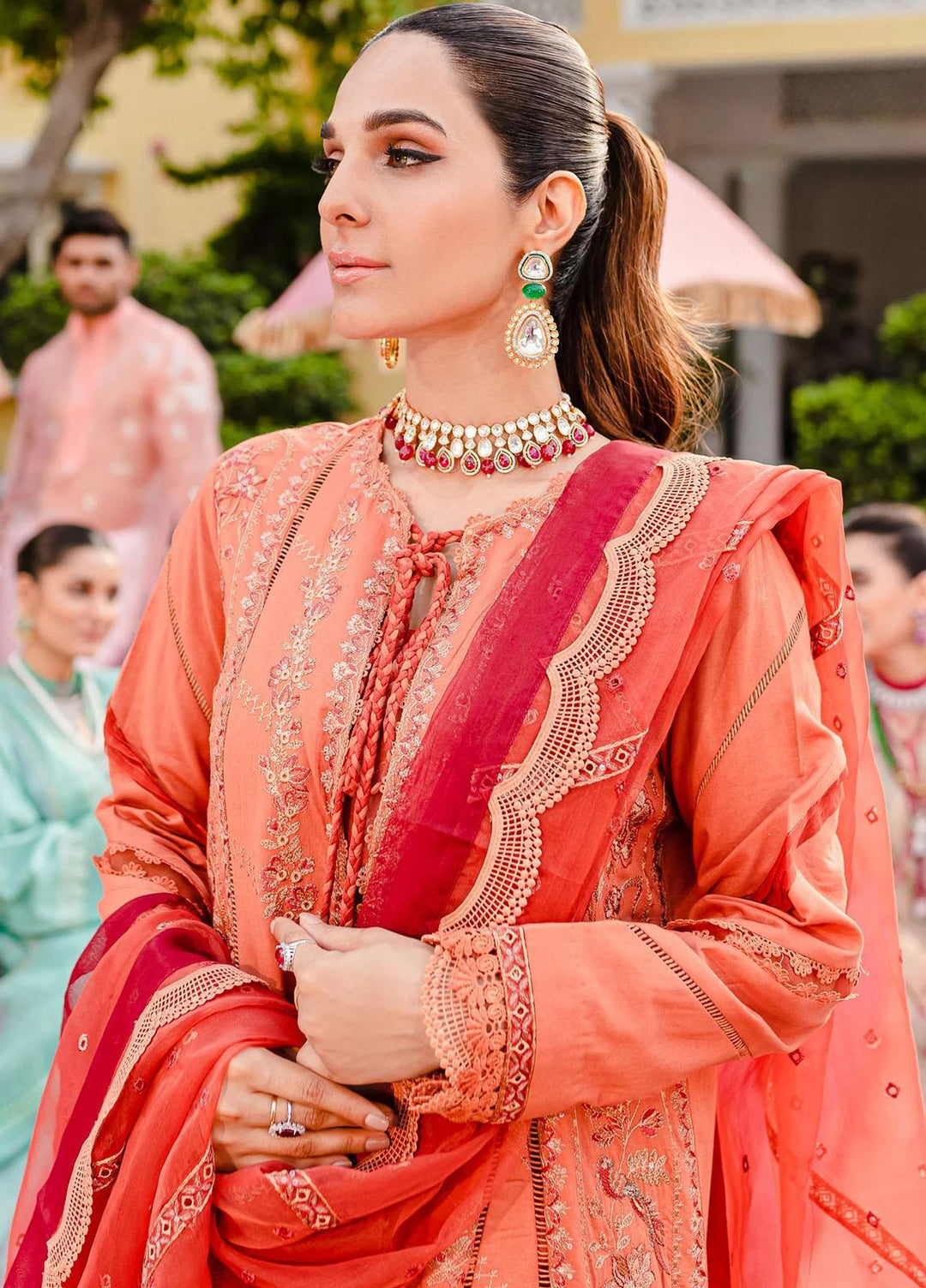 Jashn-e-Eid By Maryum N Maria Embroidered Lawn Suits Unstitched 3 Piece MNM23JE MLFD143 Ruby Woo - Festive Collection