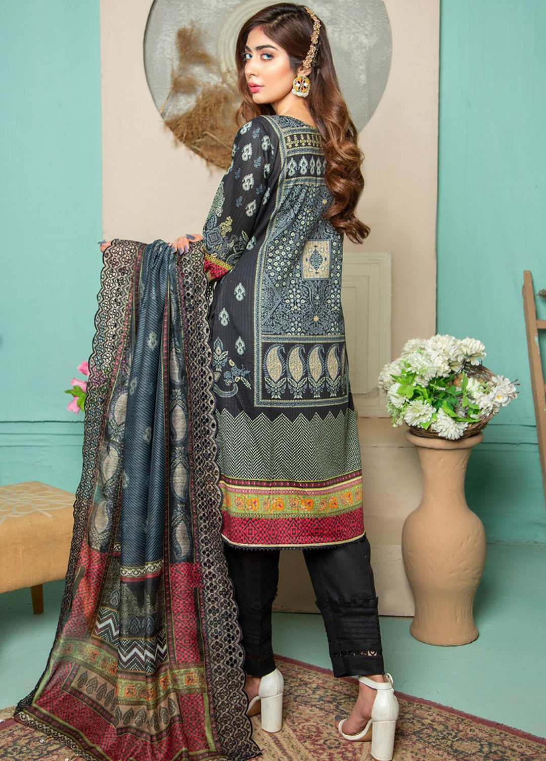 Jasmine By MTF Embroidered Lawn Suits Unstitched 3 Piece MTF22J 01 - Summer Collection
