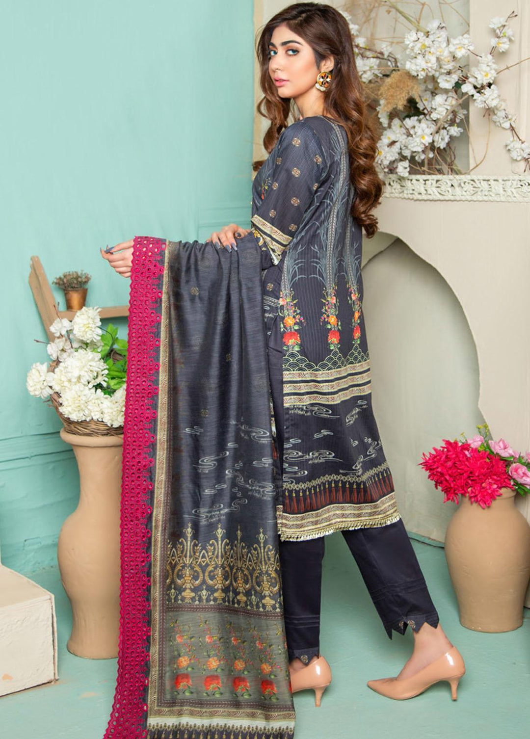 Jasmine By MTF Embroidered Lawn Suits Unstitched 3 Piece MTF22J 03 - Summer Collection