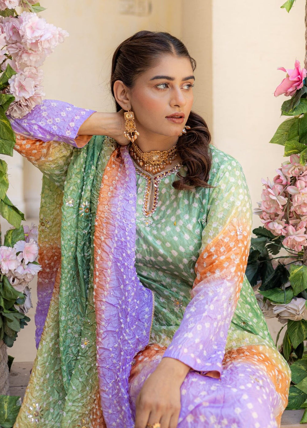 Javeria Khalid Pret Embellished Korean silk 3 Piece Meherbano