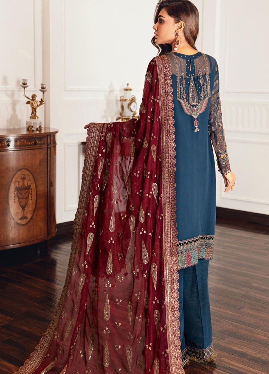 Jazmin Embroidered Chiffon Suits Unstitched 3 Piece JZ21EC 02-PALAIS - Festive Collection