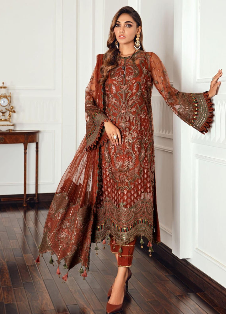 Jazmin Embroidered Net Suits Unstitched 3 Piece JZ21EC 06-ORISSA - Festive Collection