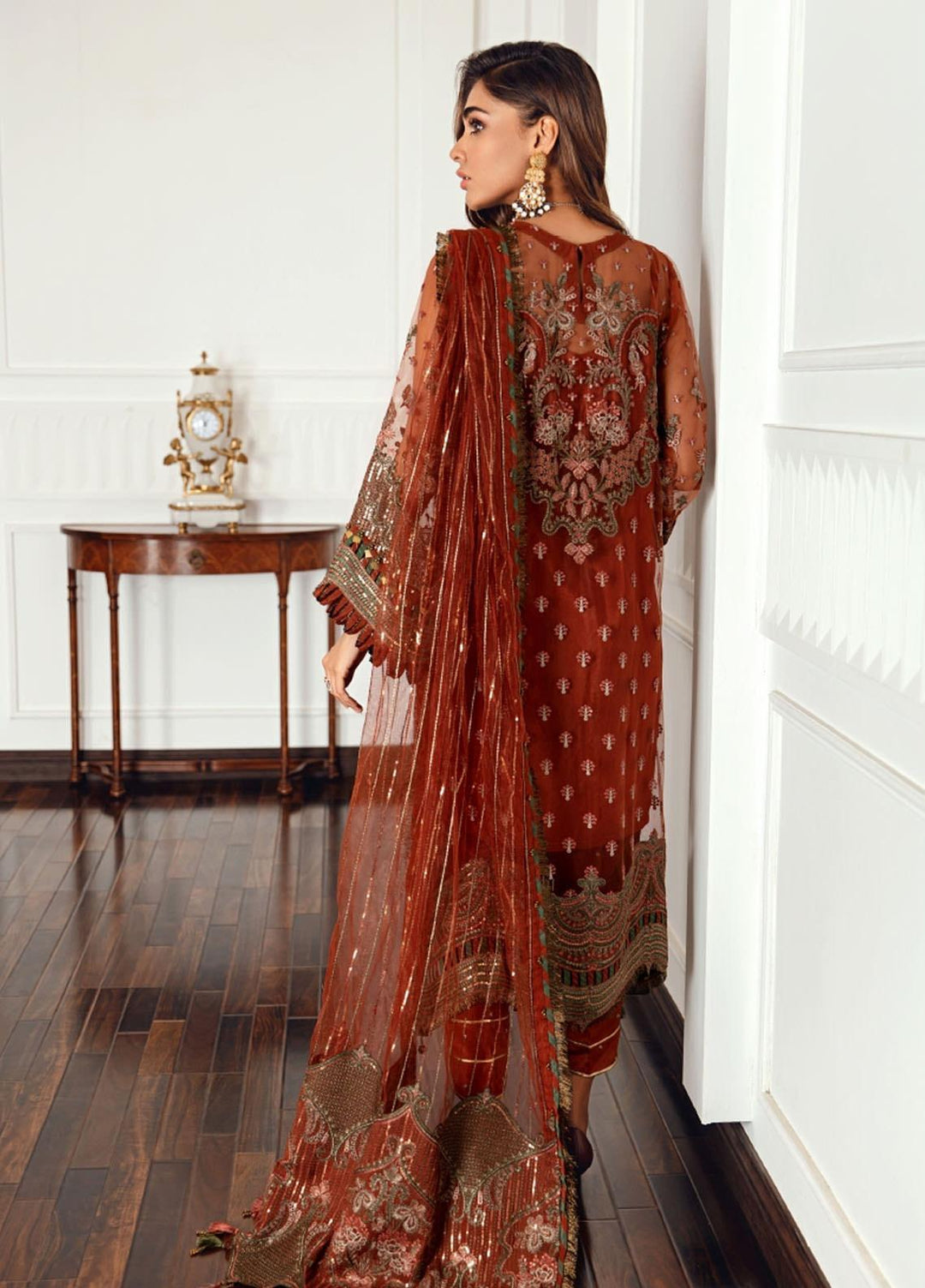 Jazmin Embroidered Net Suits Unstitched 3 Piece JZ21EC 06-ORISSA - Festive Collection