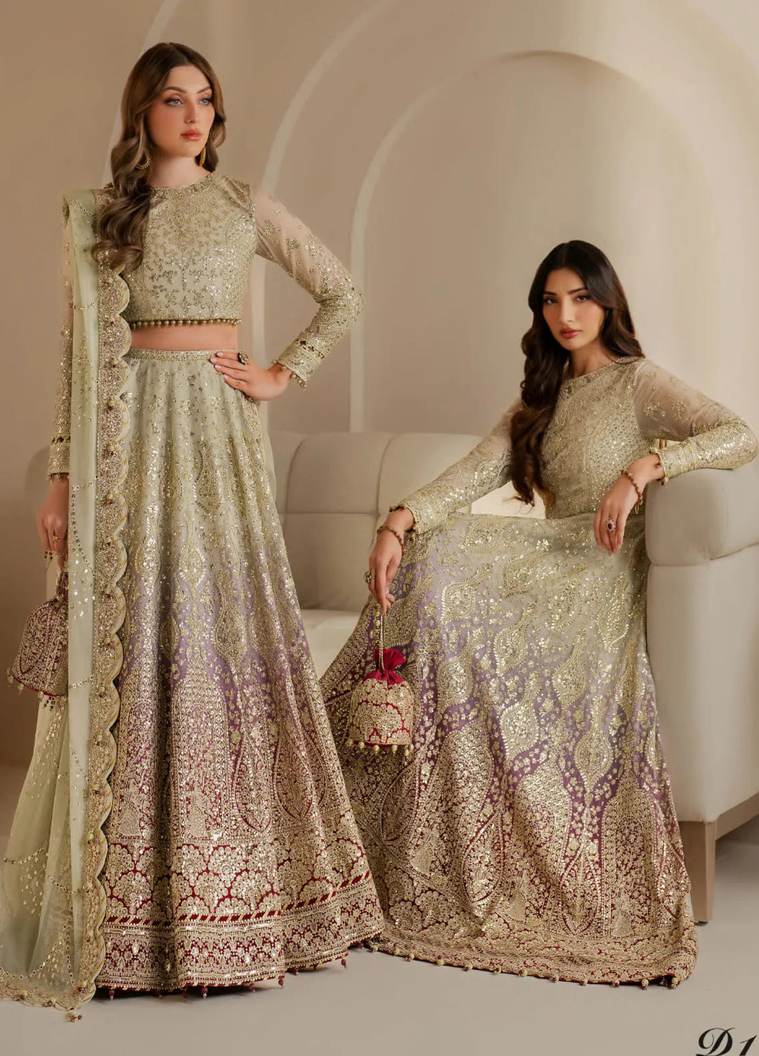 Jazmin Embroidered Chiffon Suits Unstitched 3 Piece JZ25WF WF 25-01 - Wedding Collection