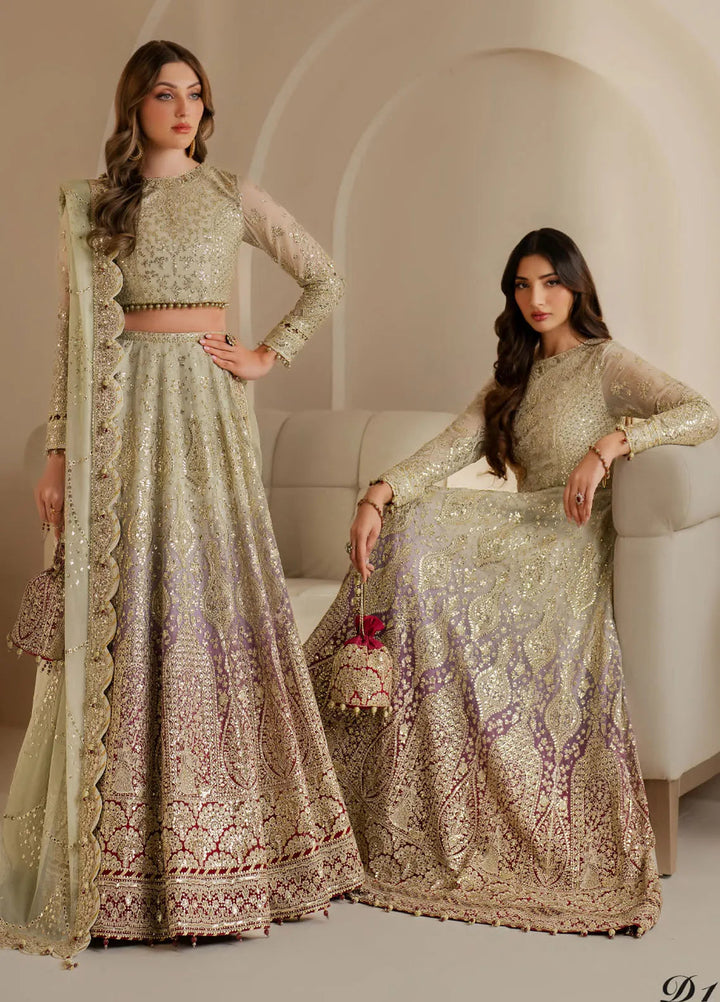 Jazmin Embroidered Chiffon Suits Unstitched 3 Piece JZ25WF WF 25-01 - Wedding Collection