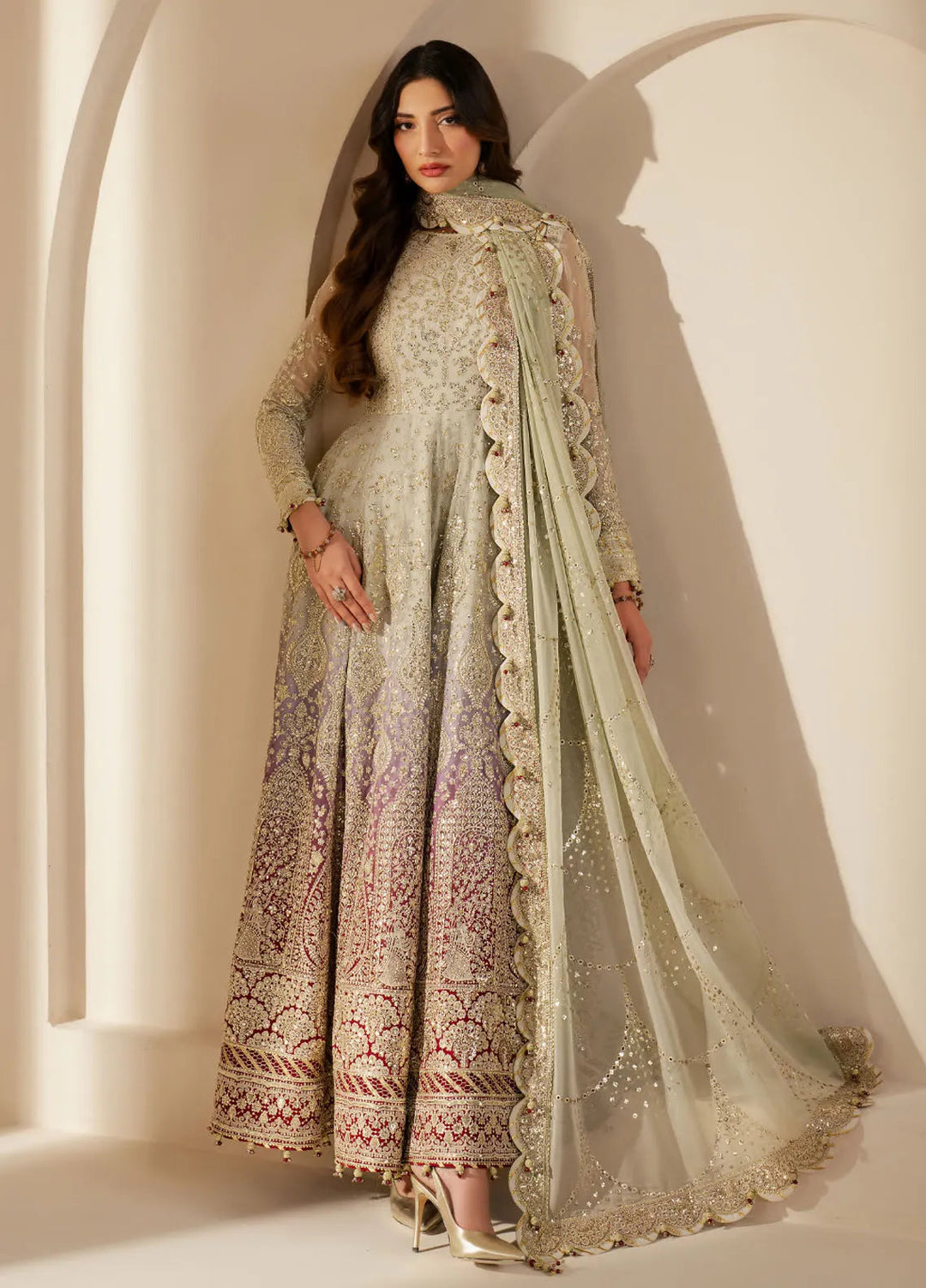 Jazmin Embroidered Chiffon Suits Unstitched 3 Piece JZ25WF WF 25-01 - Wedding Collection