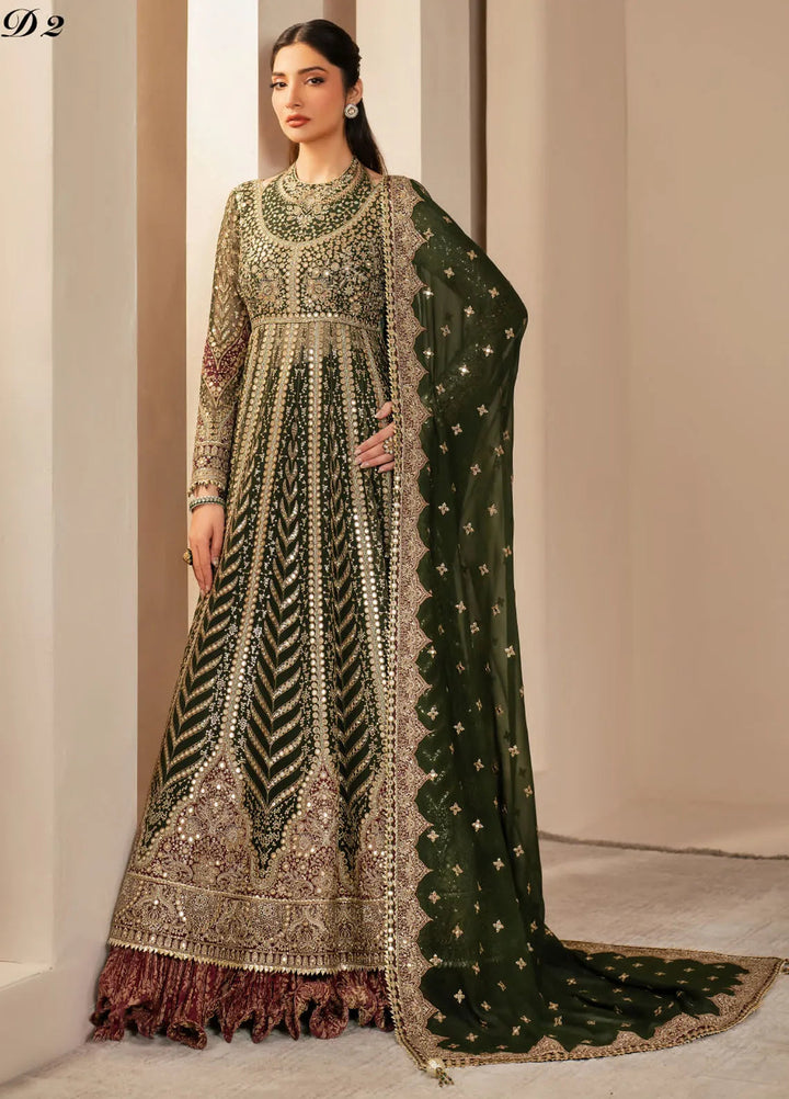 Jazmin Embroidered Chiffon Suits Unstitched 3 Piece JZ25WF WF 25-02 - Wedding Collection