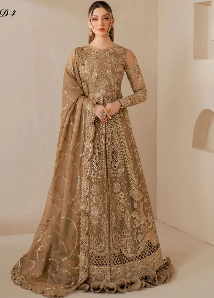Jazmin Embroidered Chiffon Suits Unstitched 3 Piece JZ25WF WF 25-04 - Wedding Collection