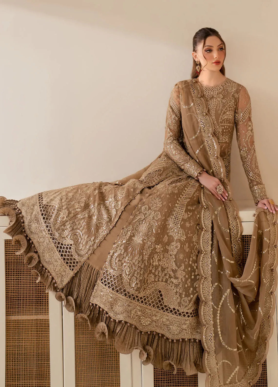 Jazmin Embroidered Chiffon Suits Unstitched 3 Piece JZ25WF WF 25-04 - Wedding Collection