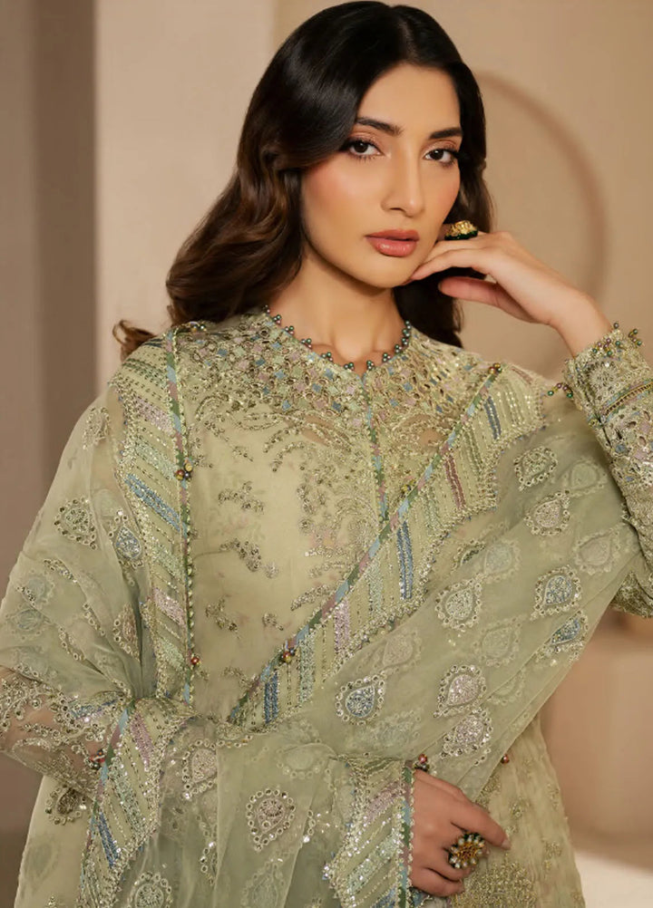 Jazmin Embroidered Chiffon Suits Unstitched 3 Piece JZ25WF WF 25-07 - Wedding Collection