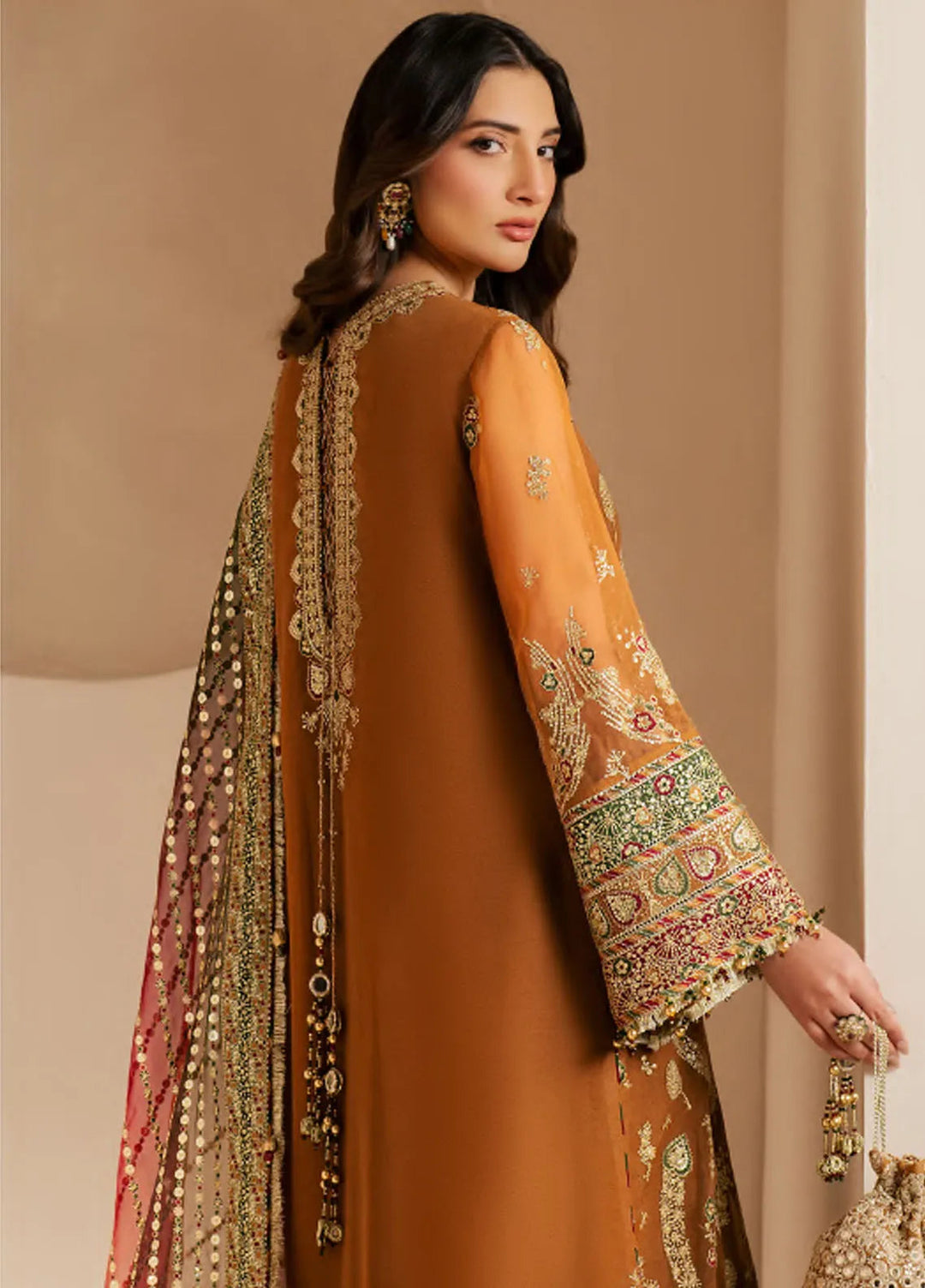 Jazmin Embroidered Chiffon Suits Unstitched 3 Piece JZ25WF WF 25-08 - Wedding Collection