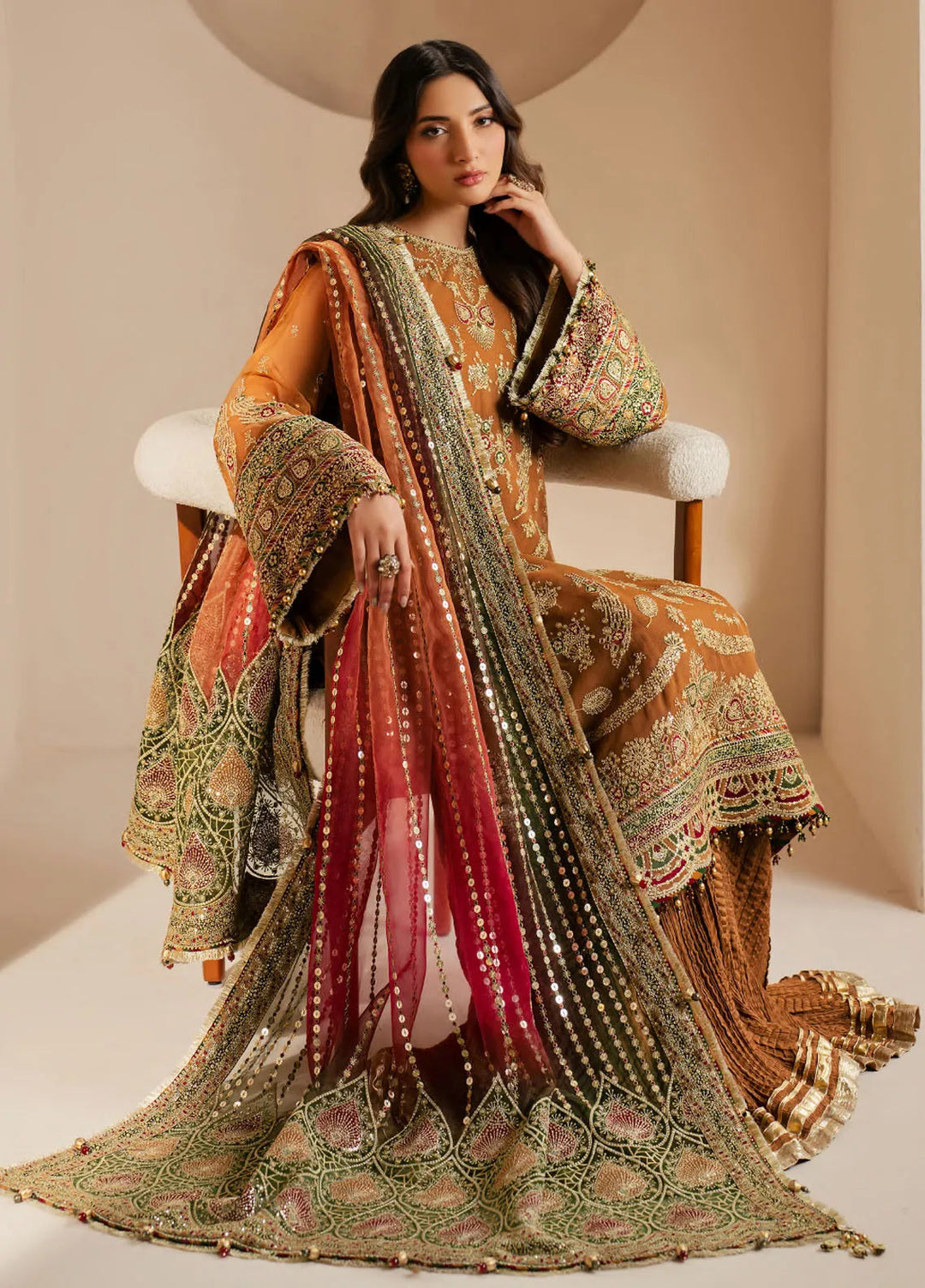 Jazmin Embroidered Chiffon Suits Unstitched 3 Piece JZ25WF WF 25-08 - Wedding Collection