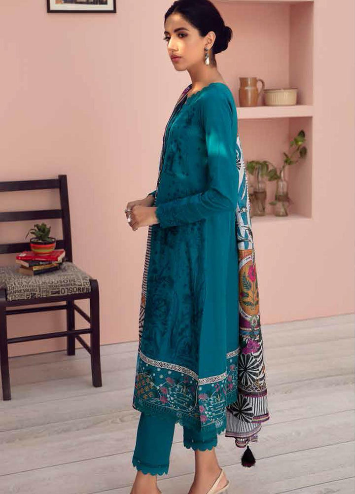 Jazmin Embroidered Lawn Suits Unstitched 3 Piece JZ21IL 04-NIAGRA - Summer Collection