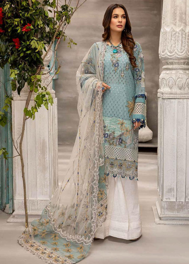 Jazmin By Adan's Libas Embroidered Lawn Suits Unstitched 3 Piece AL21J 04 Sea Treasure - Luxury Collection