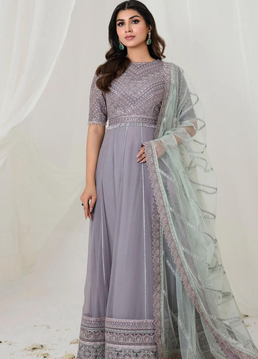 Jazmin Embroidered Chiffon Suits Unstitched 3 Piece JZ23OE Reva - Formal Collection