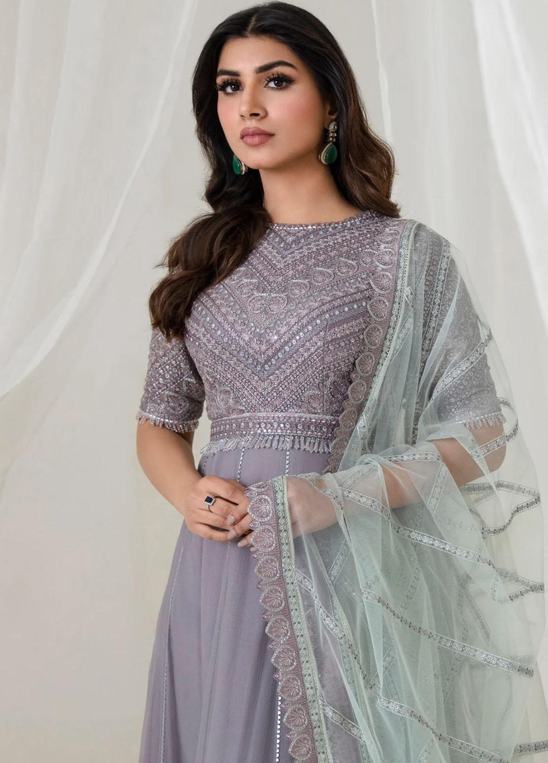 Jazmin Embroidered Chiffon Suits Unstitched 3 Piece JZ23OE Reva - Formal Collection
