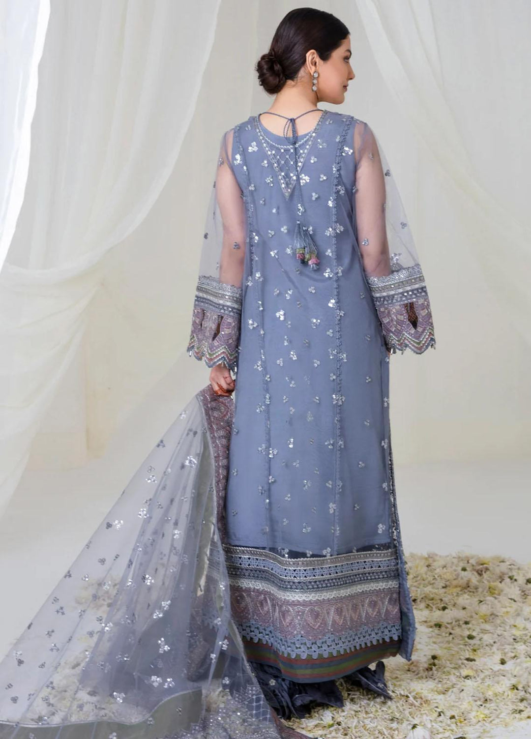 Jazmin Embroidered Net Suits Unstitched 3 Piece JZ23OE Shooting Star - Formal Collection
