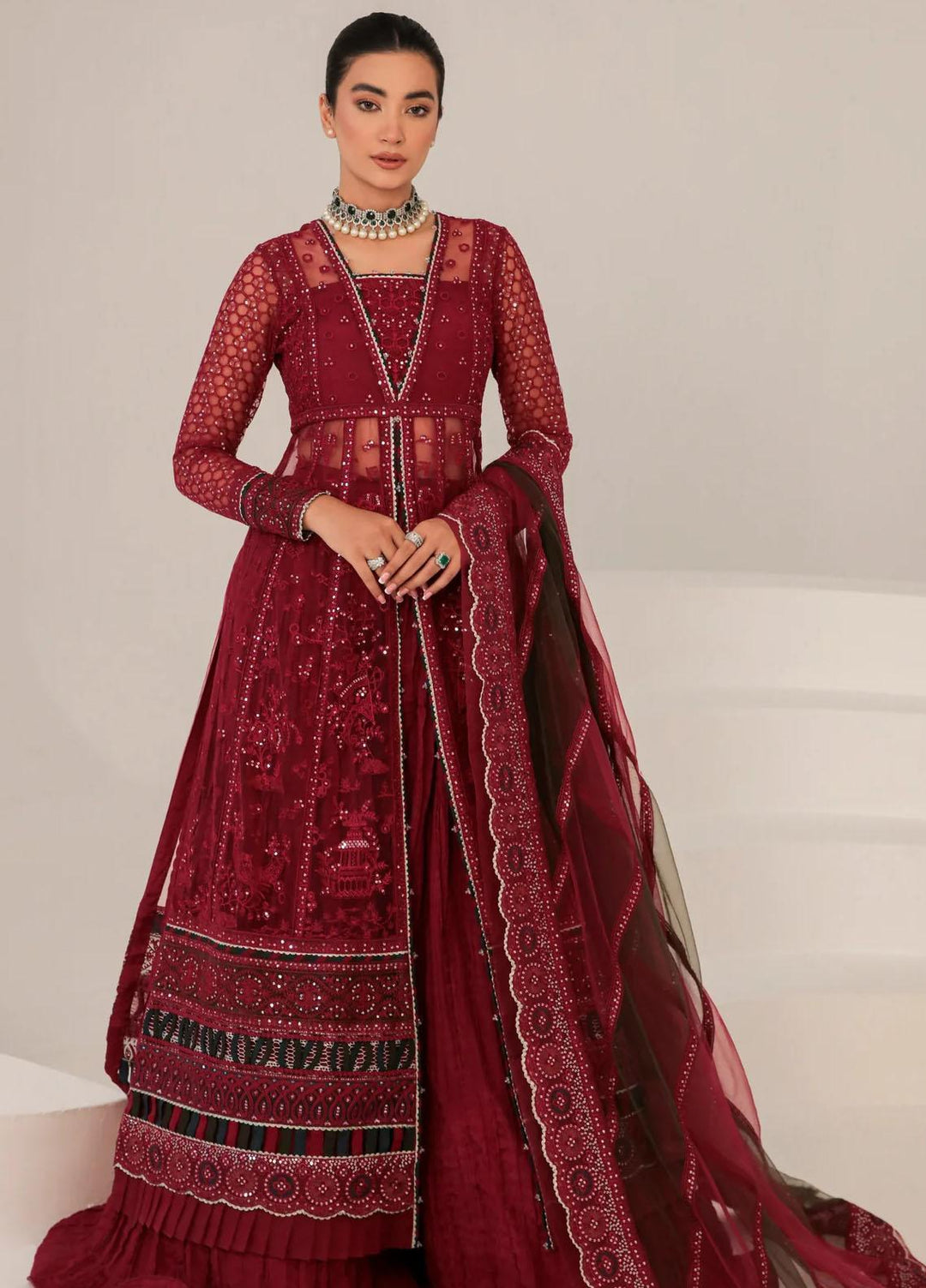 Jazmin Embroidered Net Suits Unstitched 3 Piece JZ23OE Raisel - Formal Collection