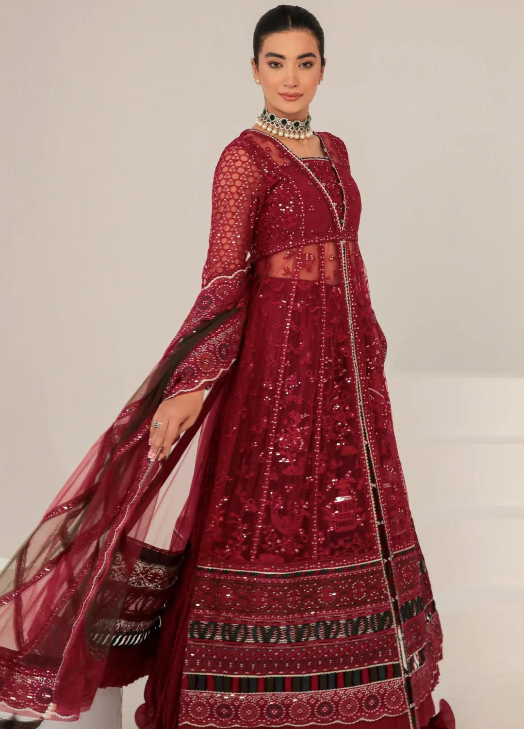 Jazmin Embroidered Net Suits Unstitched 3 Piece JZ23OE Raisel - Formal Collection